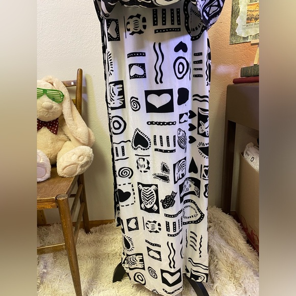 VTG 90s Paradiso Dress XL Contrast Lined Funky Maxi Maximalist Artist Teacher - Picture 15 of 16